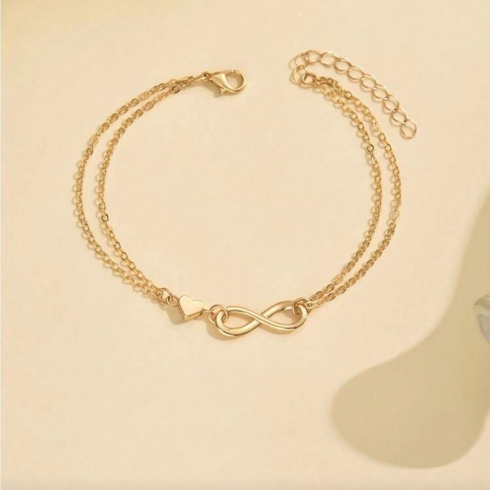 Gold Infinity Anklet R188 - Picture 2 of 2